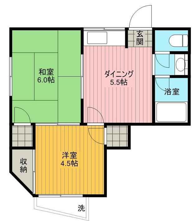 ハウス紫陽花(2DK/2階)の間取り写真