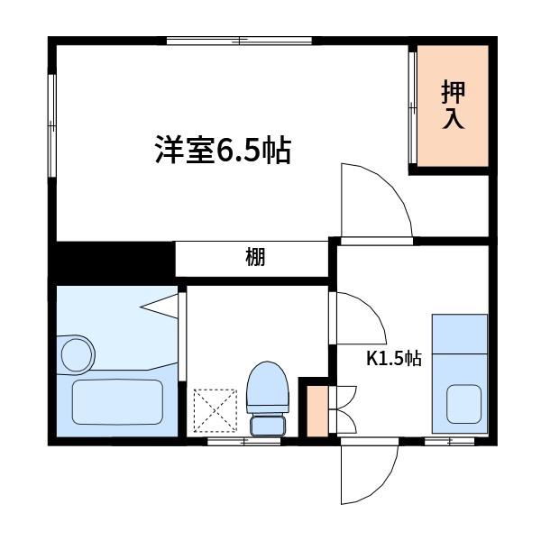 GTハウス(1K/1階)の間取り写真
