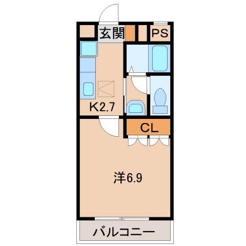 グランチェスタ冬野(1K/1階)の間取り写真