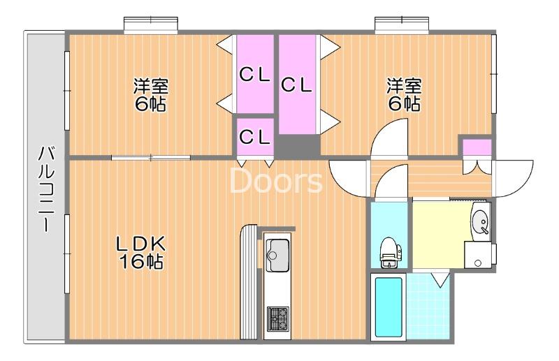 Y.A.F.福富東マンション(2LDK/1階)の間取り写真