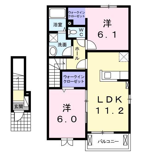 ウエストリバー(2LDK/2階)の間取り写真
