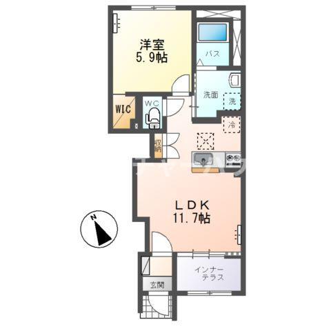 水戸市笠原町アパート(1LDK/1階)の間取り写真