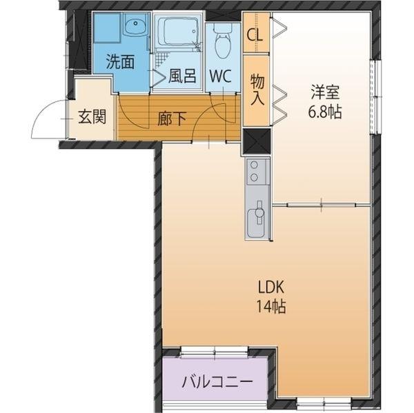 ハートフル光ヶ丘(1LDK/3階)の間取り写真