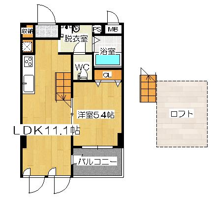 エグゼK&KIII(1LDK/2階)の間取り写真
