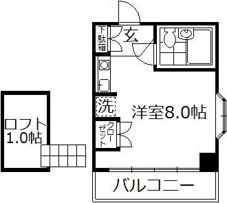 クラウンロイヤル(ワンルーム/3階)の間取り写真