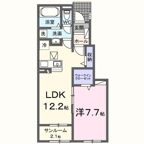 サンフォーエバー(1LDK/1階)の間取り写真