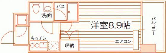 ルラシオン岡山野田屋町(1K/7階)の間取り写真
