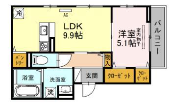 コンフォール甲子園口(2LDK/2階)の間取り写真