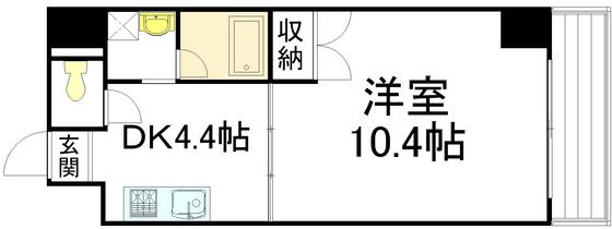 クレール新本(1K/4階)の間取り写真