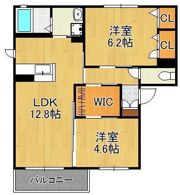 シャーメゾン谷町 A棟(2LDK/2階)の間取り写真