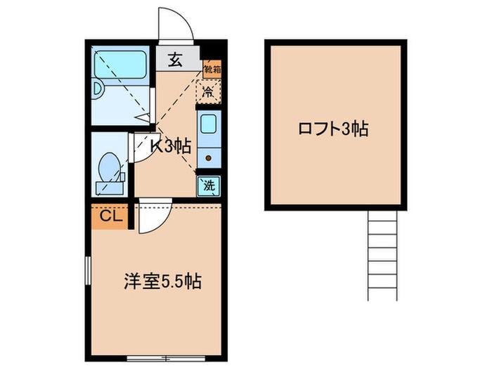 ラ・ルーチェ横浜(1K/2階)の間取り写真