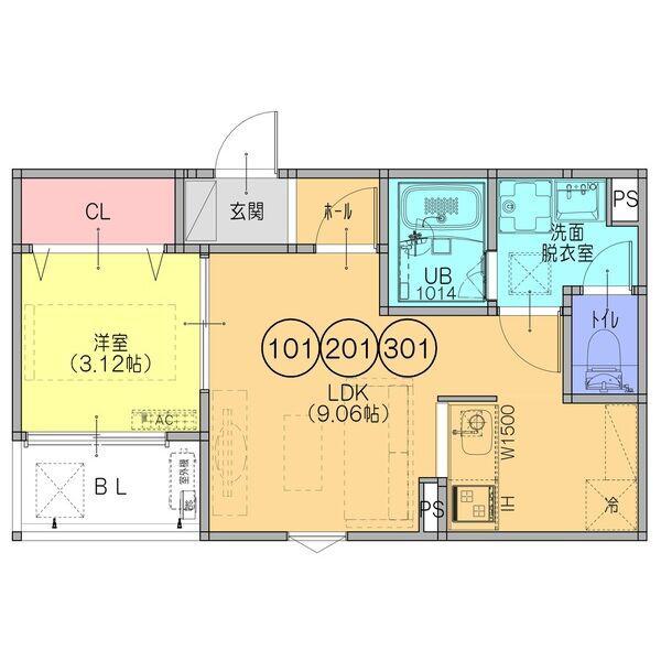 FSTYLE東大阪本庄1号館(1LDK/2階)の間取り写真