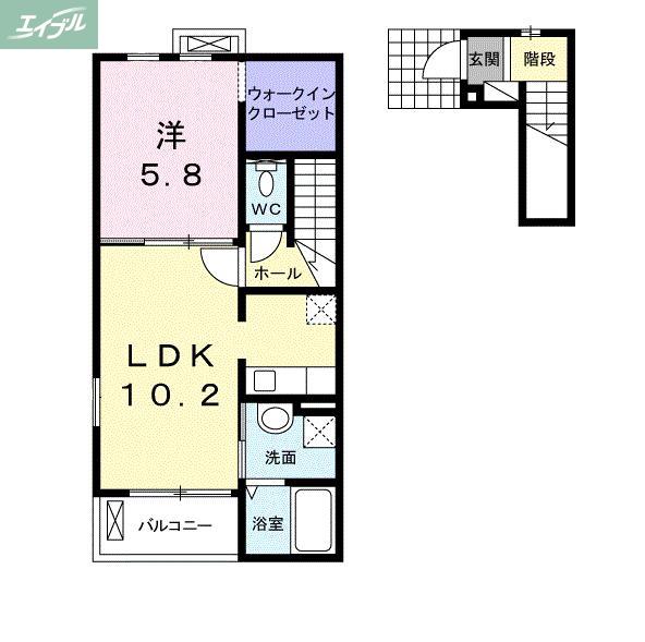 ウェルシュ テリア(1LDK/2階)の間取り写真