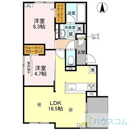 D-RESIDENCE南茨木(2LDK/2階)の間取り写真