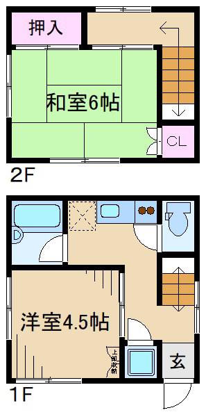 昼間荘(1LDK/1階)の間取り写真