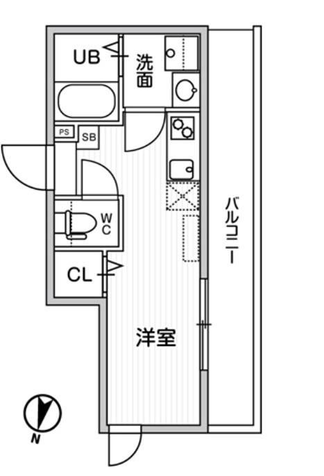 TS CUORE横濱元町(ワンルーム/1階)の間取り写真