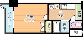 ビブレ城野(1K/10階)の間取り写真
