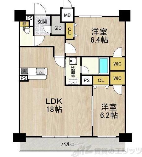 セノアタワー新大阪(2LDK/13階)の間取り写真