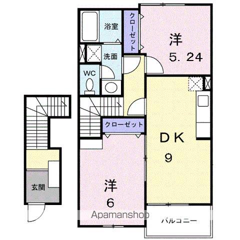 グリーンヒルズ清和II(2DK/2階)の間取り写真