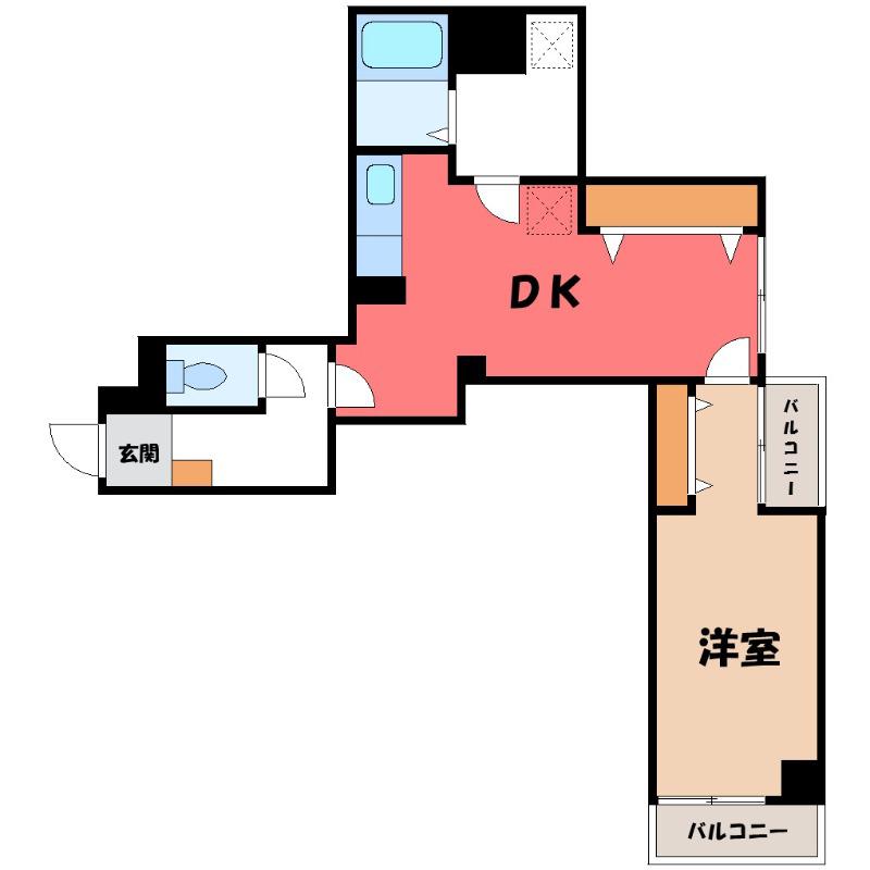 グリーンピア高崎(1DK/4階)の間取り写真