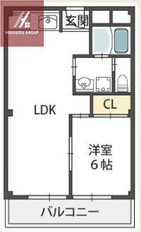 コーポ陣内I(1LDK/2階)の間取り写真