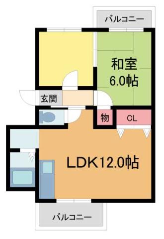 宮川荘(2LDK/3階)の間取り写真