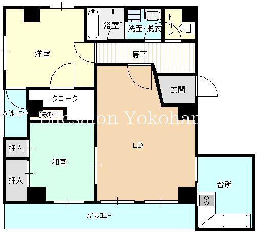アークヒルズ横浜蒔田(2LDK/6階)の間取り写真