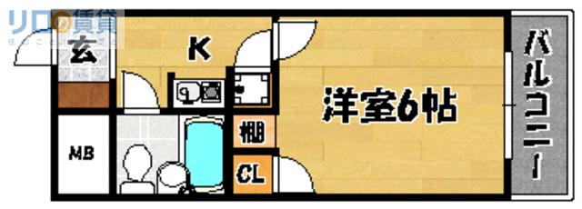 トーカン東淀川キャステール(1K/6階)の間取り写真