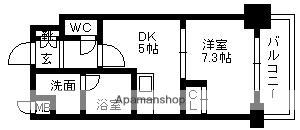 パークサイド加治屋町(1DK/12階)の間取り写真