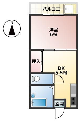 キープビル西棟(1DK/3階)の間取り写真