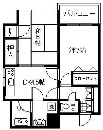 プレジデント山代(2K/9階)の間取り写真