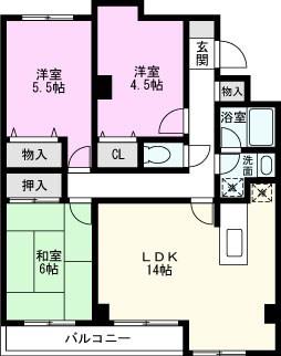 ティアラ・南(3LDK/3階)の間取り写真