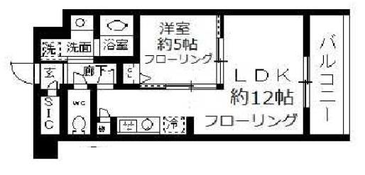 ファインクレスト入谷(1LDK/4階)の間取り写真