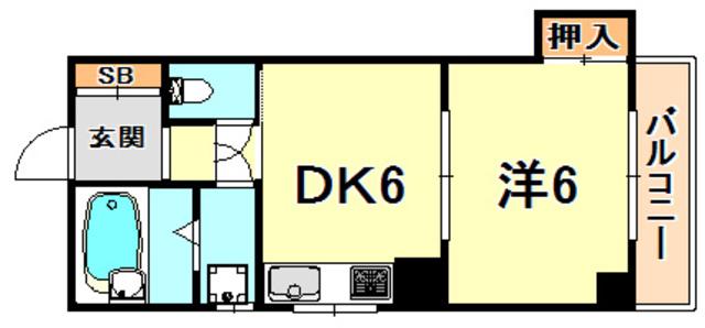 エステート湊川(1DK/4階)の間取り写真