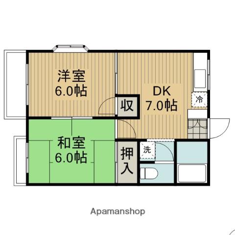 グランデュール芝山(2DK/2階)の間取り写真