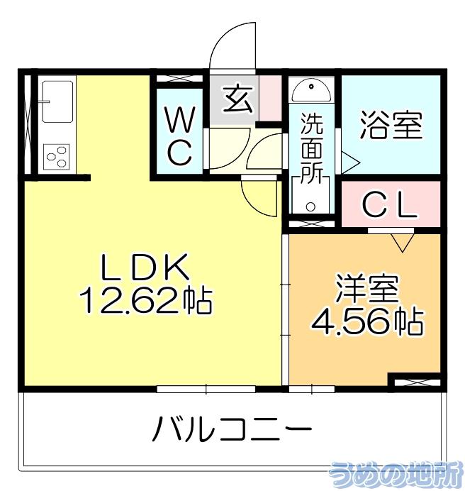 THE TERRACE御井町(1LDK/1階)の間取り写真