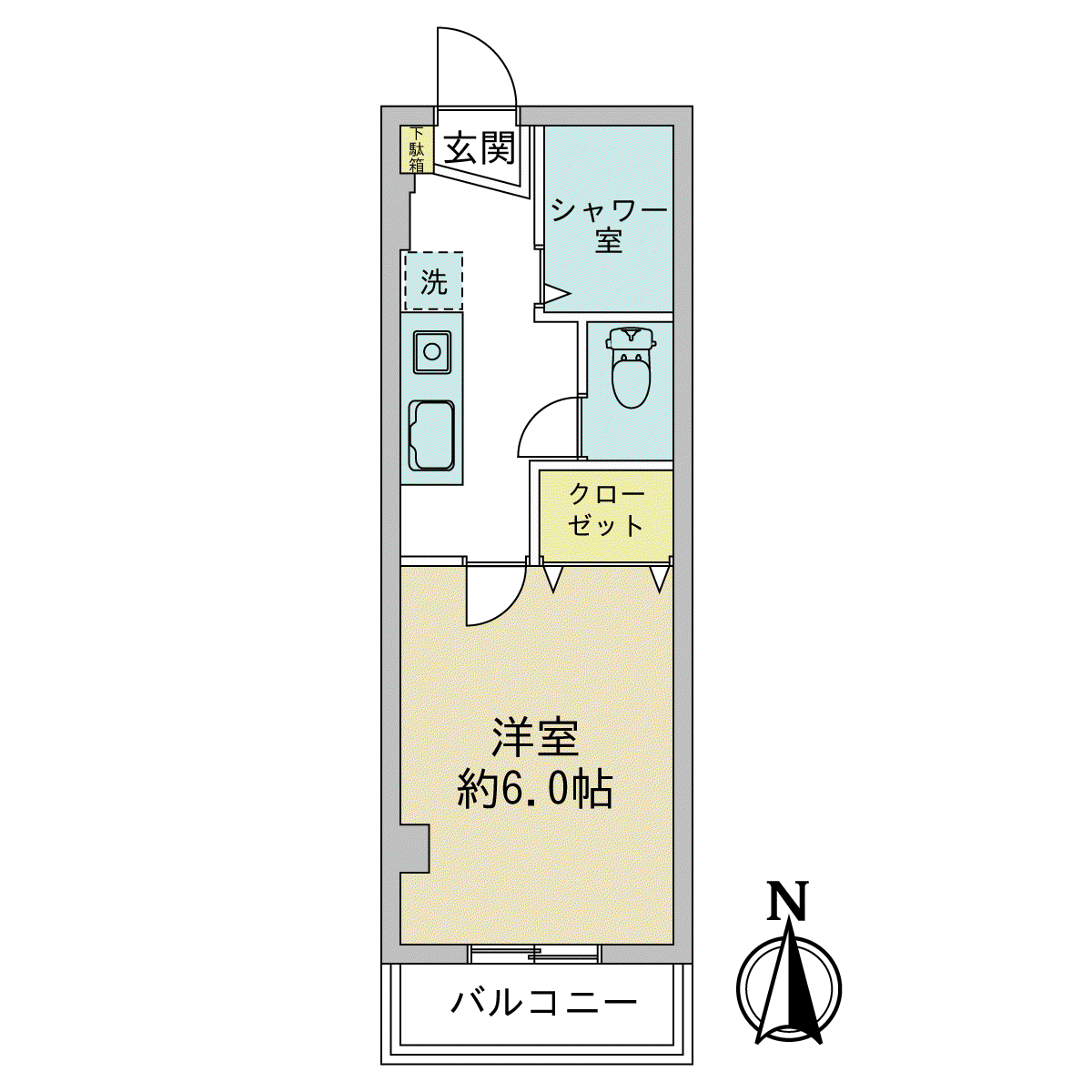 共栄ハイツ(1K/3階)の間取り写真