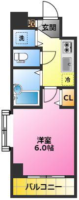 ガラシティ武蔵小杉(1K/3階)の間取り写真