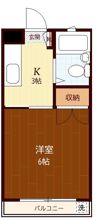 カーサ茜NO3(1K/3階)の間取り写真