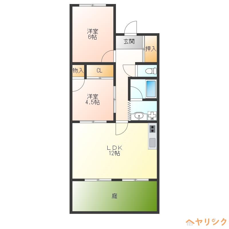 喜多山ハイツ(2LDK/1階)の間取り写真