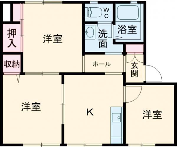 フレグランス古宮A(3K/1階)の間取り写真