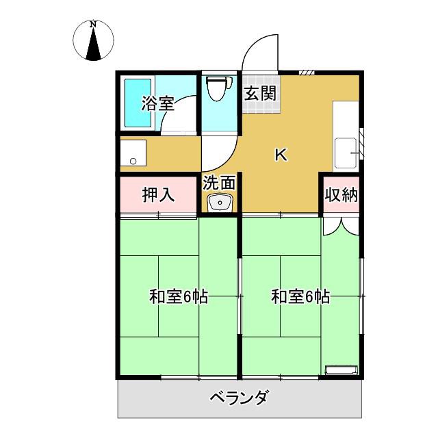 ハイムYOU(2K/2階)の間取り写真
