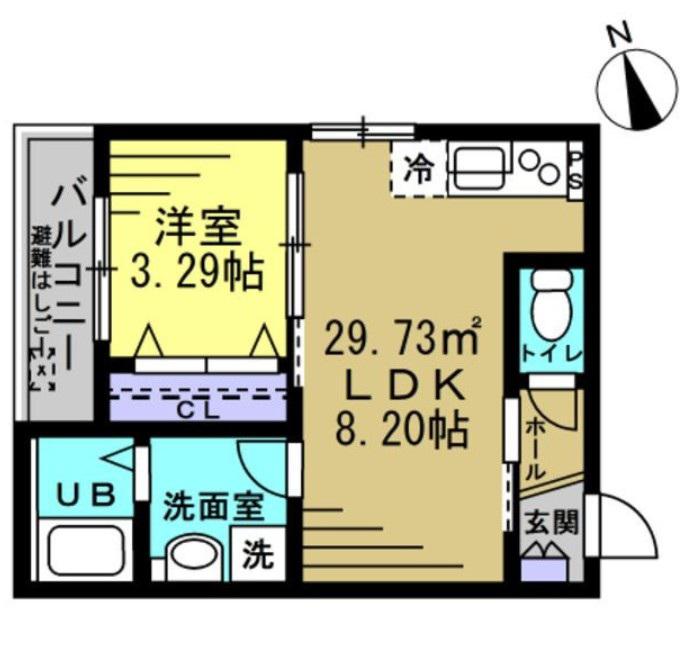 AJ春日部(1LDK/3階)の間取り写真