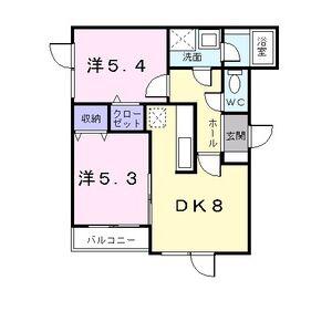 パ-クハイツ栄ヶ丘(2DK/2階)の間取り写真