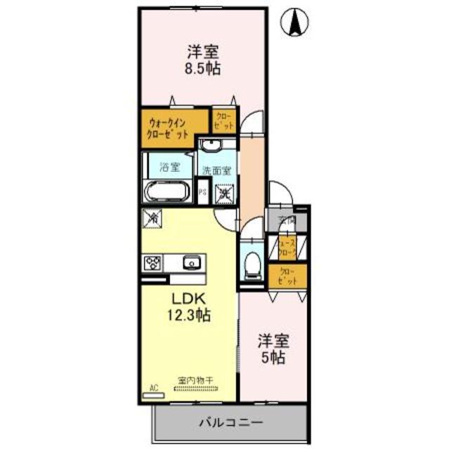 アトレーユ長岡京(2LDK/3階)の間取り写真