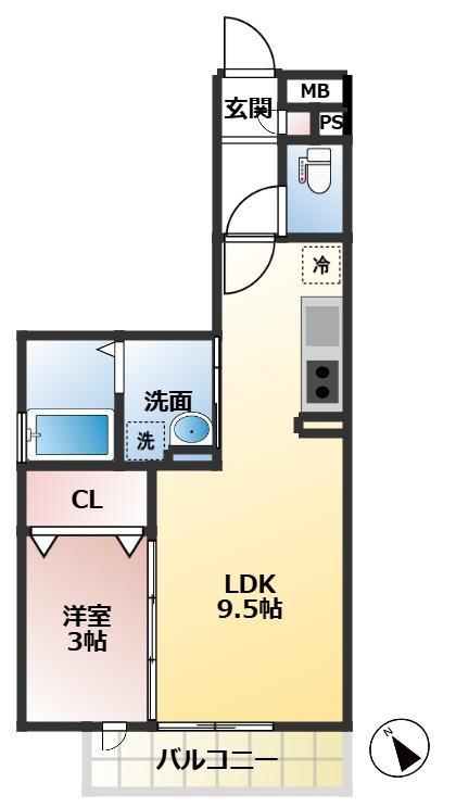 ROI DE LOURS Ⅱ(1LDK/1階)の間取り写真