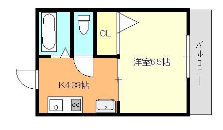 サテライトシティーハイツ(1K/2階)の間取り写真