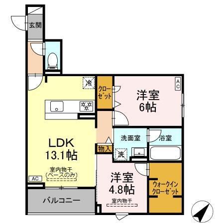 SHINE FORT(2LDK/3階)の間取り写真
