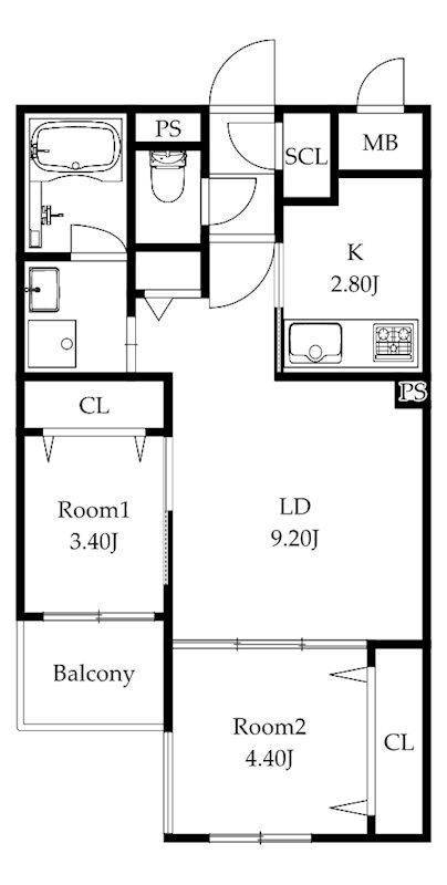 MODERN PALAZZO姪浜II(2LDK/2階)の間取り写真