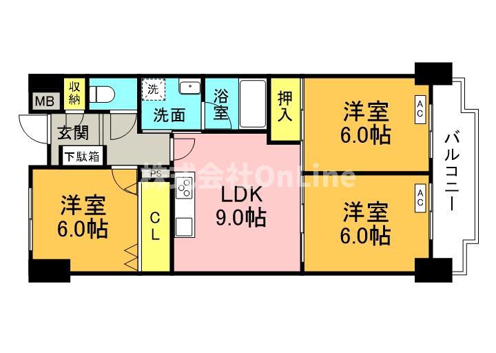 シャトーレイクルイーズ(3LDK/6階)の間取り写真